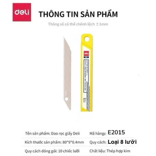 (COMBO 5 HỘP) Lưỡi Dao NHỎ 30 độ Deli E2015 - 1 Hộp có 10 lưỡi dao rọc giấy - lưỡi thay