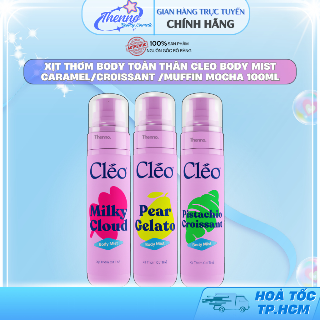 Xịt Thơm Body Toàn Thân Cleo Body Mist Caramel/Croissant /Muffin Mocha 100ml