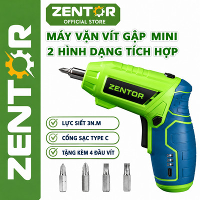 Máy bắt vít cầm tay Zentor-Máy tua vít-Bộ vặn tháo vít-Máy bắn vít pin sạc mini đa năng 2 chiều gập duỗi
