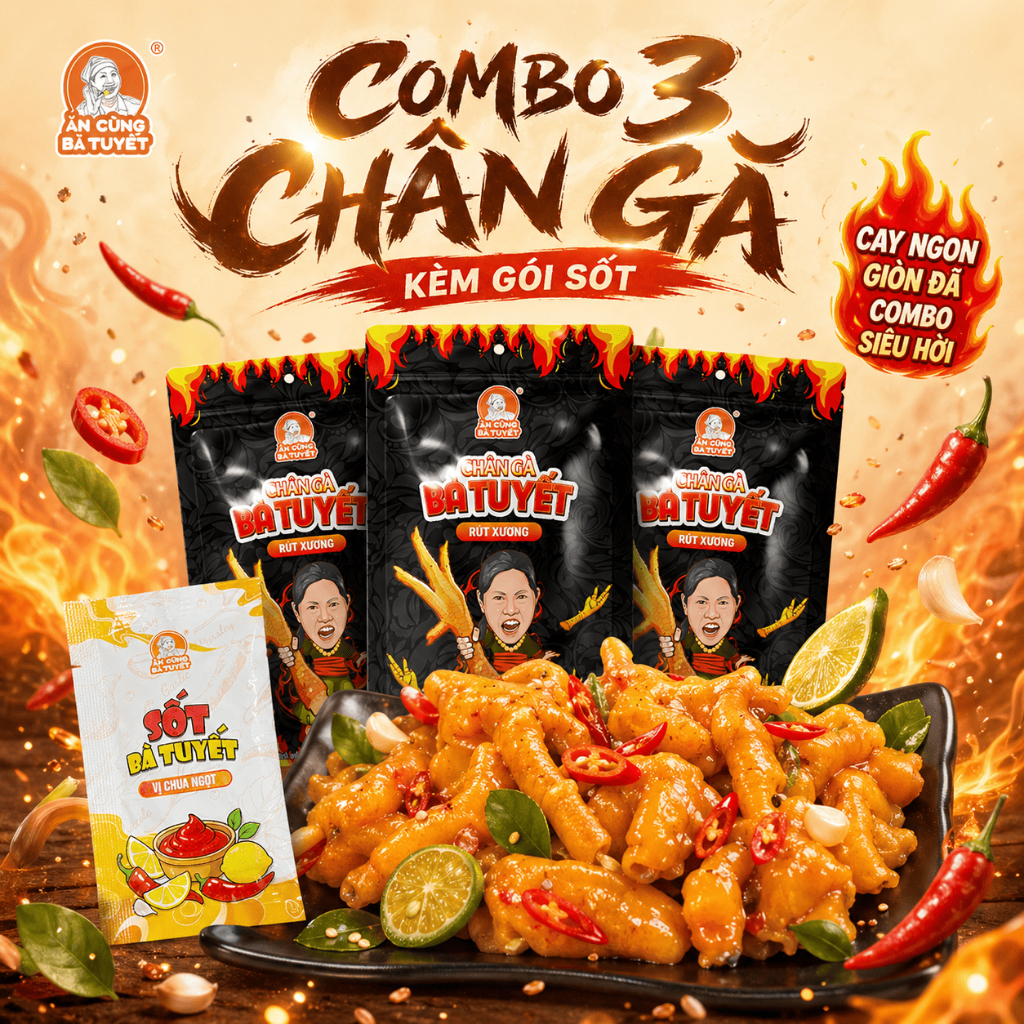 X3 COMBO 3 CHÂN GÀ KÈM GÓI SỐT - ĂN CÙNG BÀ TUYẾT M114