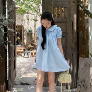 Đầm Nữ Tay Phồng Cột Nơ Ở Vai đầm voan lụa chéo