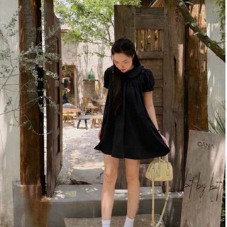 Đầm Nữ Tay Phồng Cột Nơ Ở Vai đầm voan lụa chéo