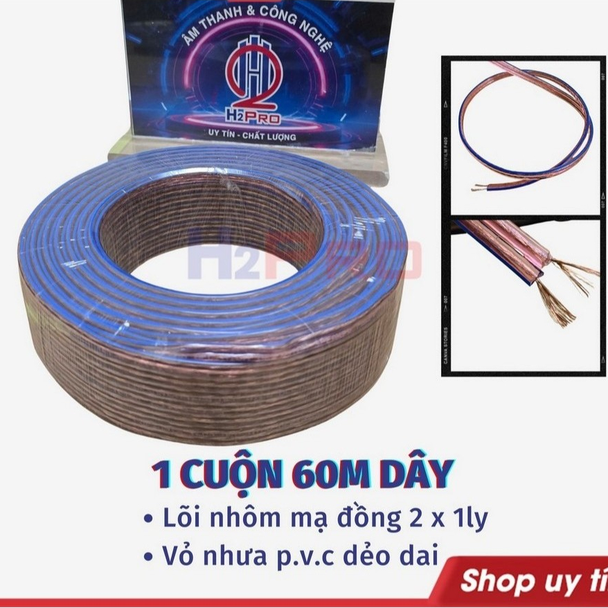 [Top Value] 60M Dây Loa Âm Thanh Chống Nhiễu H2pro Lõi 2x1Ly, Dây Âm Thanh Cho Loa, Amply, Cục Đẩy -