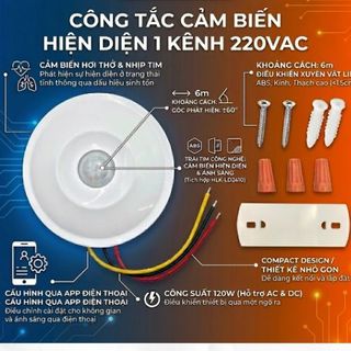 Công Tắc Cảm Biến Hiện Diện Phát Hiện Người 220 VAC Có App Bluetooth 2026 Tích Hợp Cảm Biến Ánh Sáng