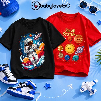 Áo thun bé trai BabyloveGO, áo phông cho bé 100% cotton khô thấm hút mồ hôi