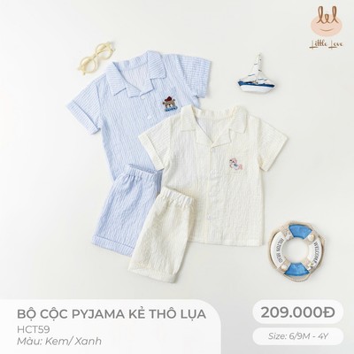 BỘ CỘC PYJAMA KẺ CHẤT LIỆU THÔ LỤA LIL LITTLE LOVE[ SIÊU MỀM, MÁT, MỊN  VÀ THẤM HÚT TỐT] SZ 6M -4Y (HCT59)