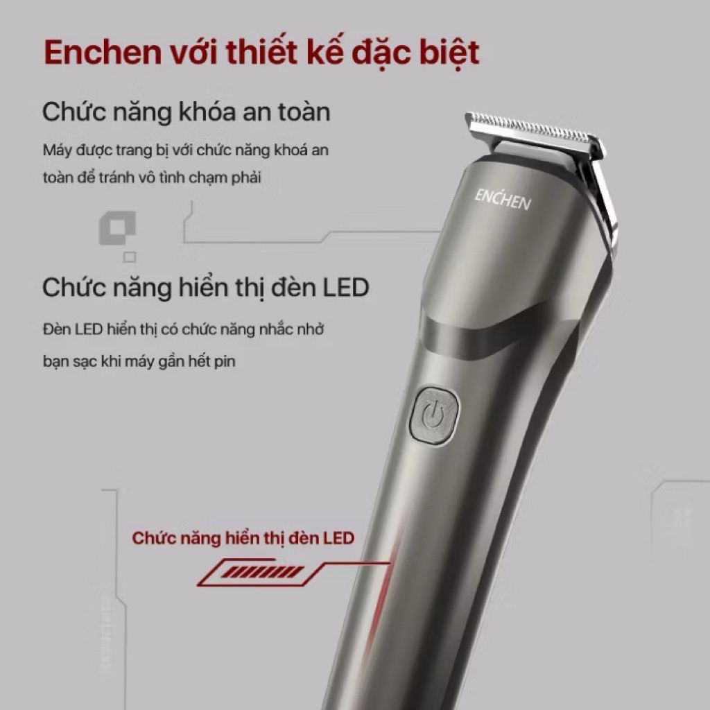Tông đơ cắt tóc Enchen Beardo 2 pin sạc - Hàng Chính Hãng