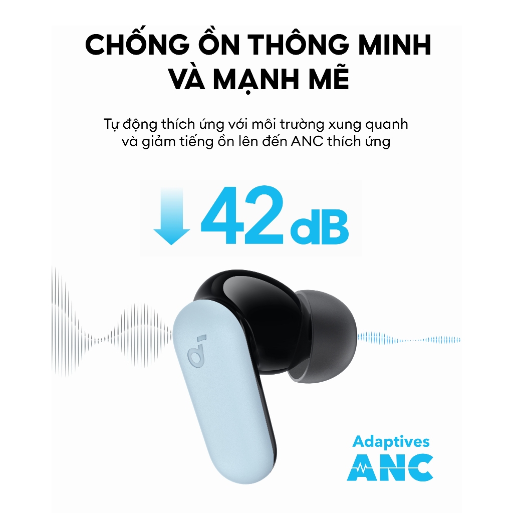 Tai nghe Bluetooth Soundcore R50i NC - Chống ồn chủ động Adaptive ANC 2.0, BassUp Driver 10mm, pin 45 giờ - A3959 | BigBuy360 - bigbuy360.vn