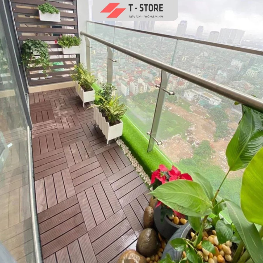 [Top Value] Combo 5 Vỉ nhựa lót nền ban công 30x30x2cm phòng khách, Lót sàn nhà tắm, sân vườn
