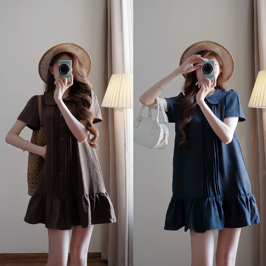 Váy babydoll XIXEOSHOP thắt eo xếp ly  nhẹ nhàng dáng xòe - V239 | BigBuy360 - bigbuy360.vn