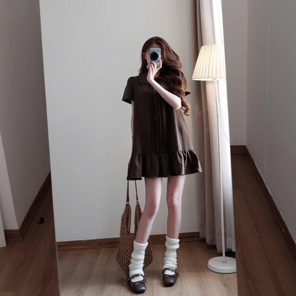 Váy babydoll XIXEOSHOP thắt eo xếp ly  nhẹ nhàng dáng xòe - V239 | BigBuy360 - bigbuy360.vn