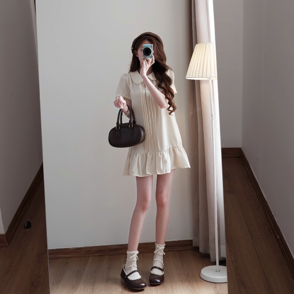 Váy babydoll XIXEOSHOP thắt eo xếp ly  nhẹ nhàng dáng xòe - V239 | BigBuy360 - bigbuy360.vn