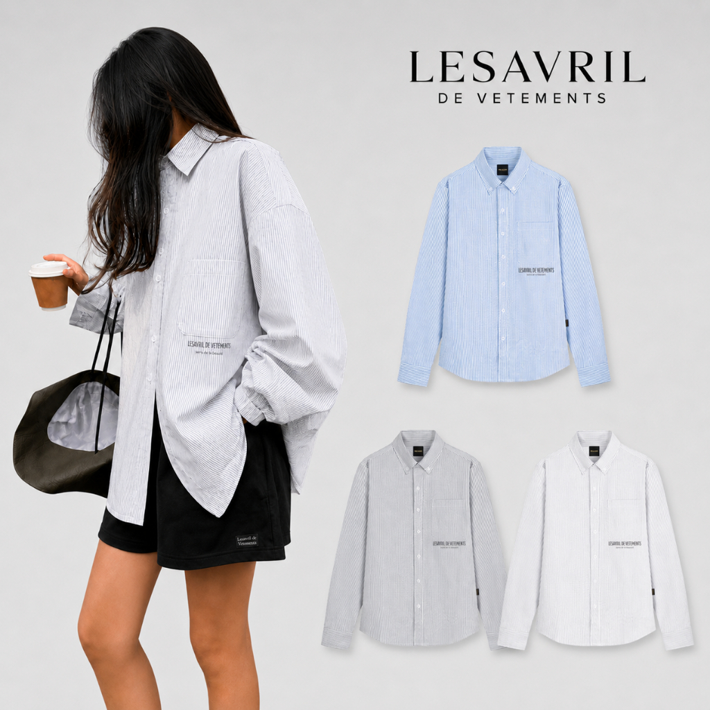 Áo Sơ Mi Dài Tay Sọc Oxford Essentiel Striped Shirt - Lesavril de Vetements