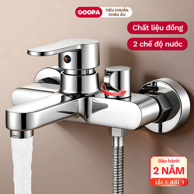Củ sen tắm nóng lạnh GOOPA chất liệu đồng chống gỉ, núm xoay để điều chỉnh chế độ