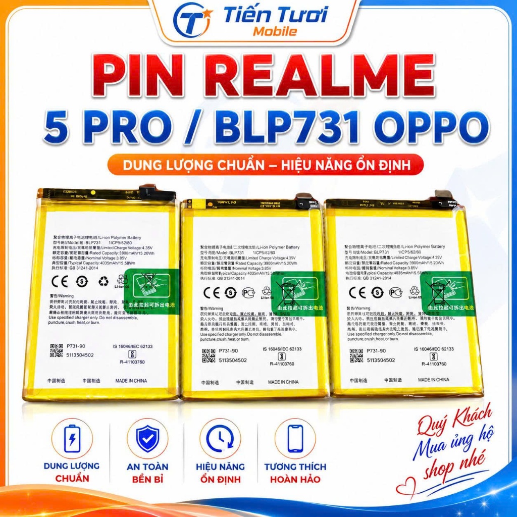 Pin BLP731 realme 5 pro ,mới