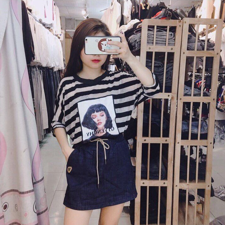🌸 Sét Áo Kẻ Hình Cô Gái Hot Trend🌸