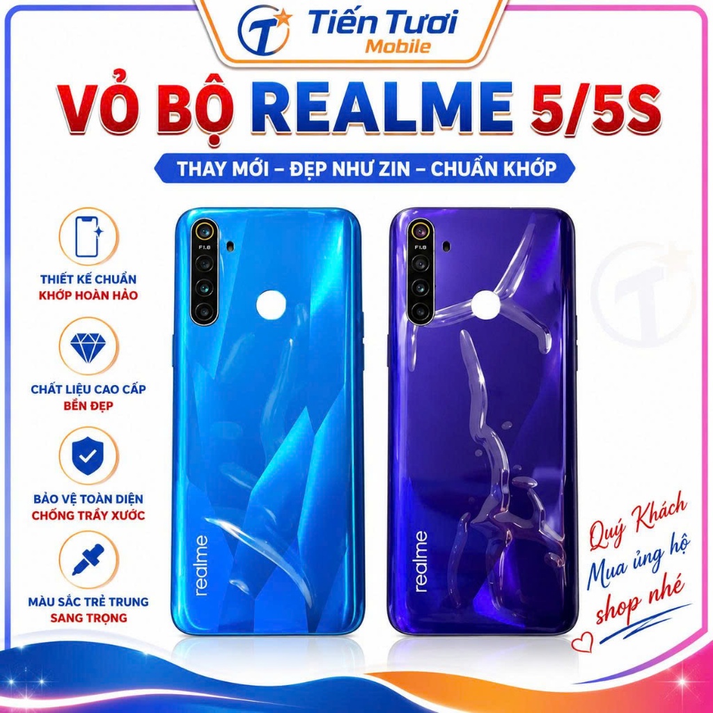 Vỏ bộ realme 5/realme 5s oppo ,kèm kính camera /khay sim