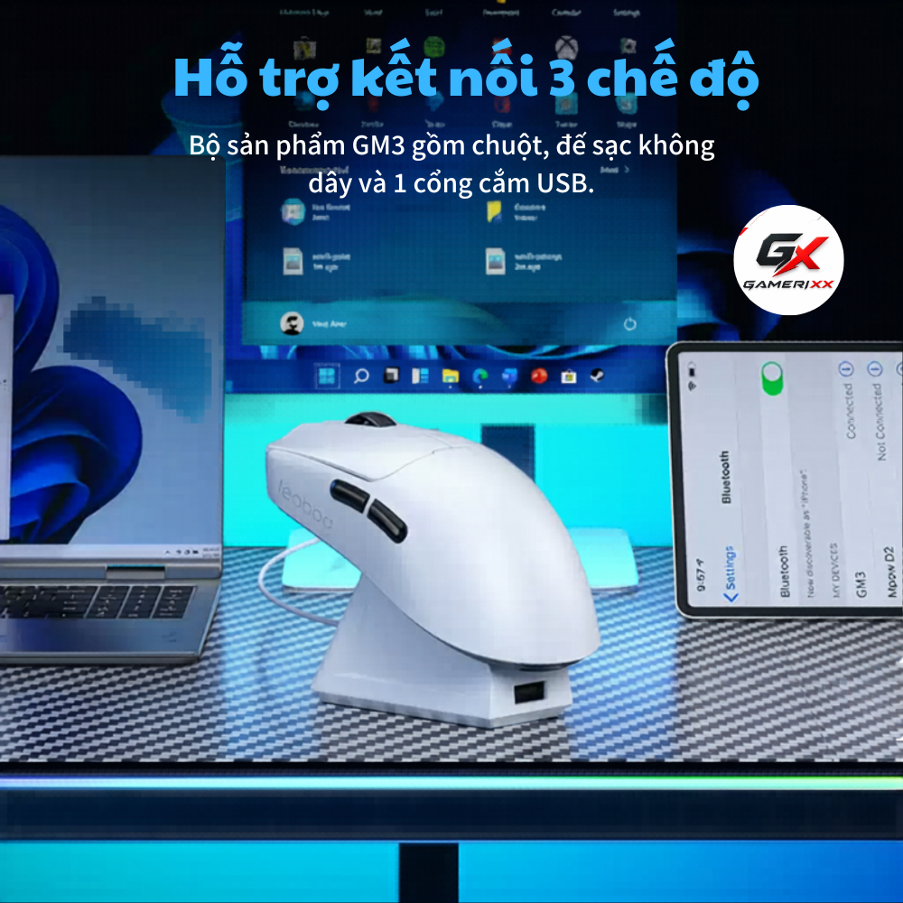 Chuột không dây Leobog GM3 - Mắt đọc PAW3311 - Polling rate 1k - Dung lượng pin 500mAh | BigBuy360 - bigbuy360.vn