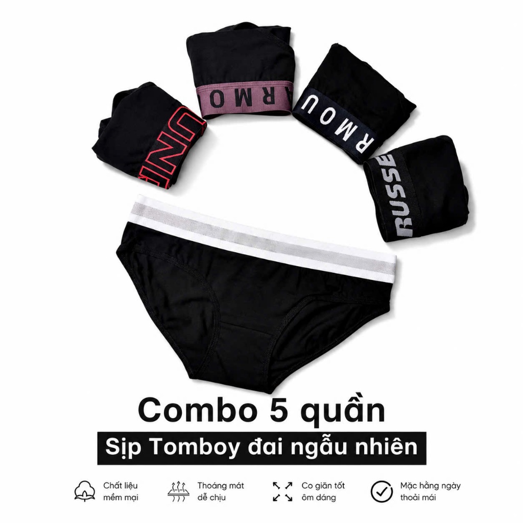 Combo 5 Quần Tam Giác Nữ Tomboy Min Shop đai ngẫu nhiên dành cho Tomboy Sb, Tomboy