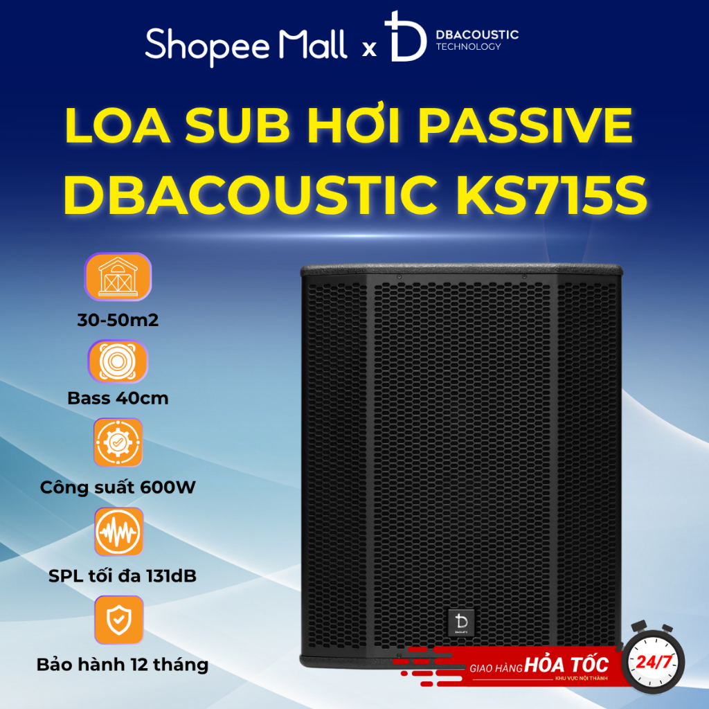 Loa Sub hơi DBAcoustic KS715S PREMIUM  - 600W, bass 40cm - Mạch Class D - Chính hãng - Bảo hành 12 t