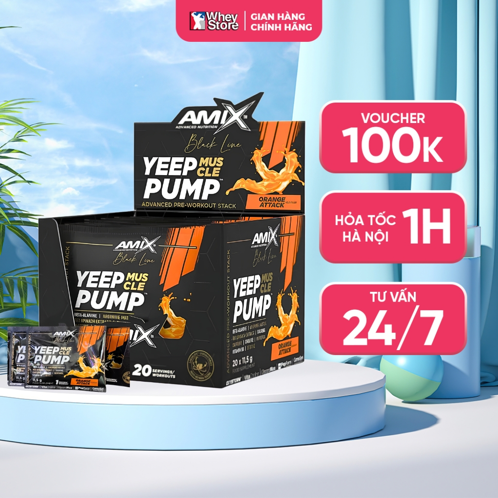Combo Pre Workout Thực Phẩm Bổ Sung Amix Yeep Jump Pump Caff 1 Serving Chính Hãng