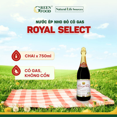 Nước ép nho đỏ Royal Select có gas không cồn - Chai thủy tinh 750ml Sang Trọng | Nhập khẩu từ Bỉ