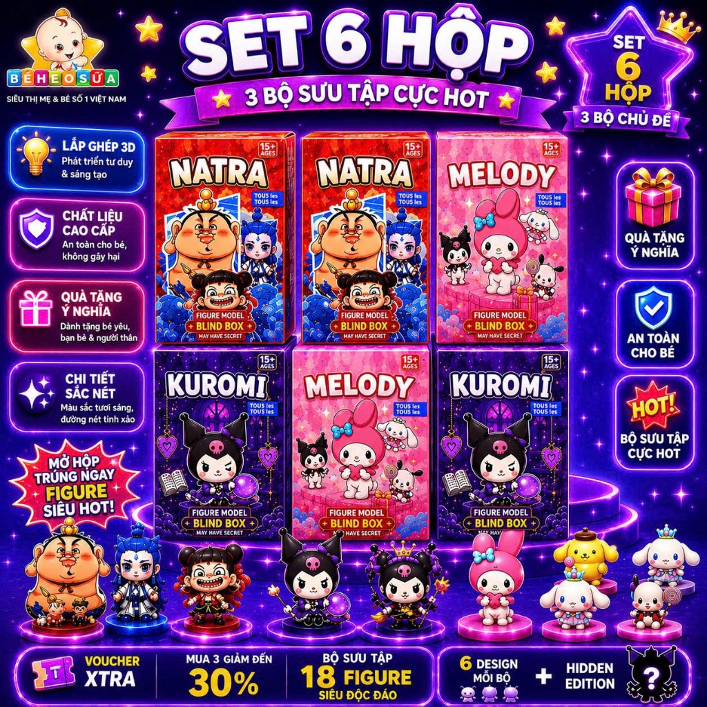 Blind Box NATRA full set 6box, Hộp mù Natra hàng hot trend mẫu mới nhất, Blindbox Natra nguyên set