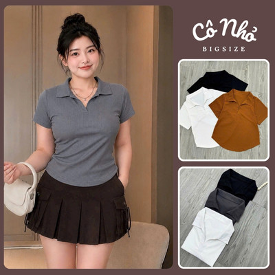 Áo Polo Nữ Bigsize Tay Ngắn Cổ Bẻ Vạt Bầu Che Bụng Vải Thun Gân Co Giãn Thoải Mái G120