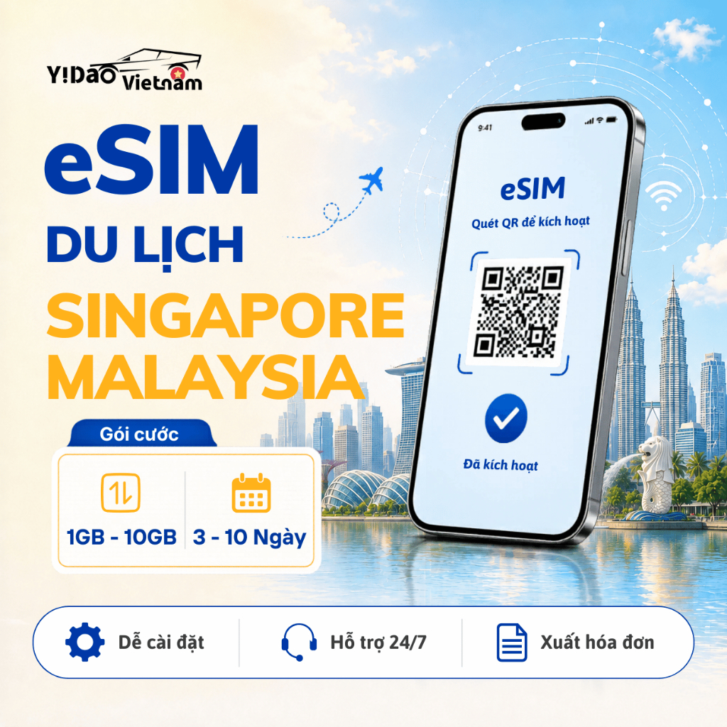 eSIM Singapore Malaysia, sim Singapore cài đặt nhanh bằng mã QR, sim Malaysia data tốc độ cao