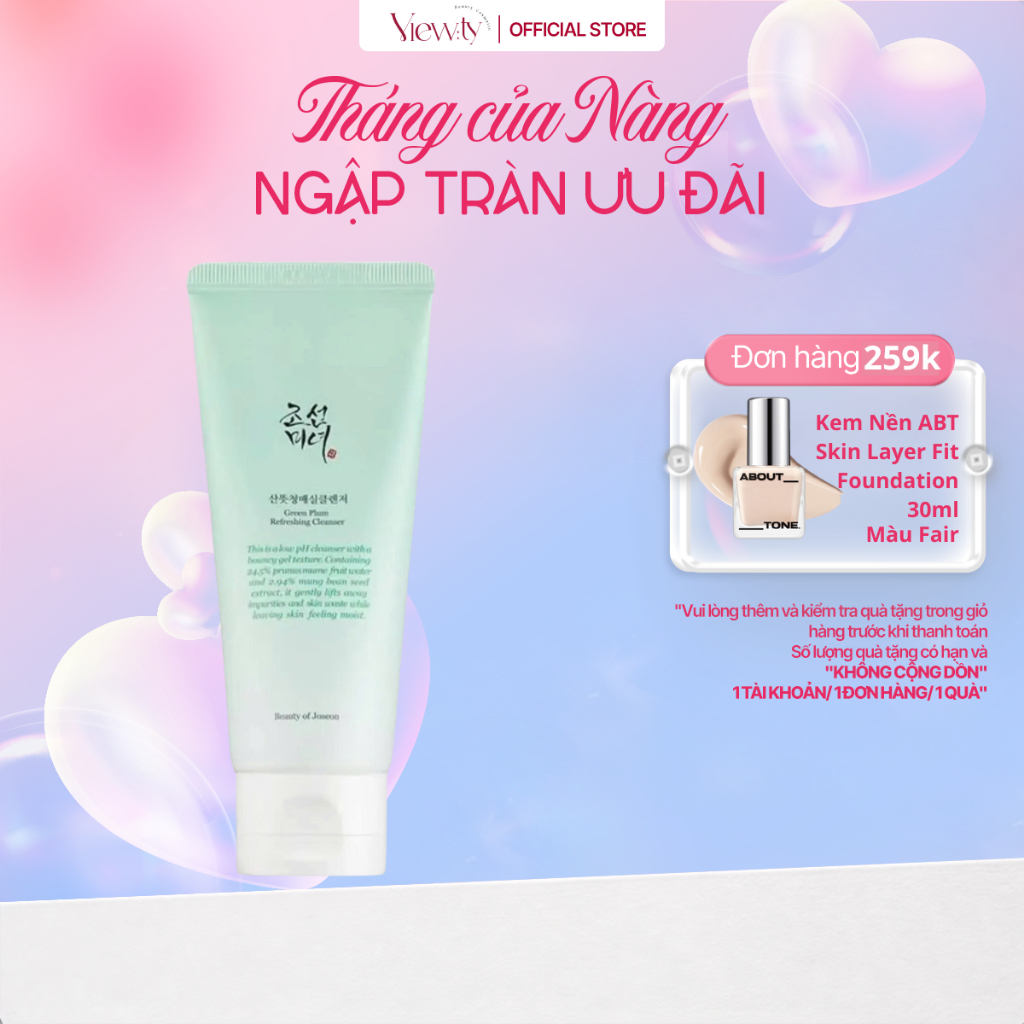 [FS] Sữa rửa mặt mận xanh BOJ da dầu mụn BEAUTY OF JOSEON Green Plum Refreshing Cleanser 100ml [m]