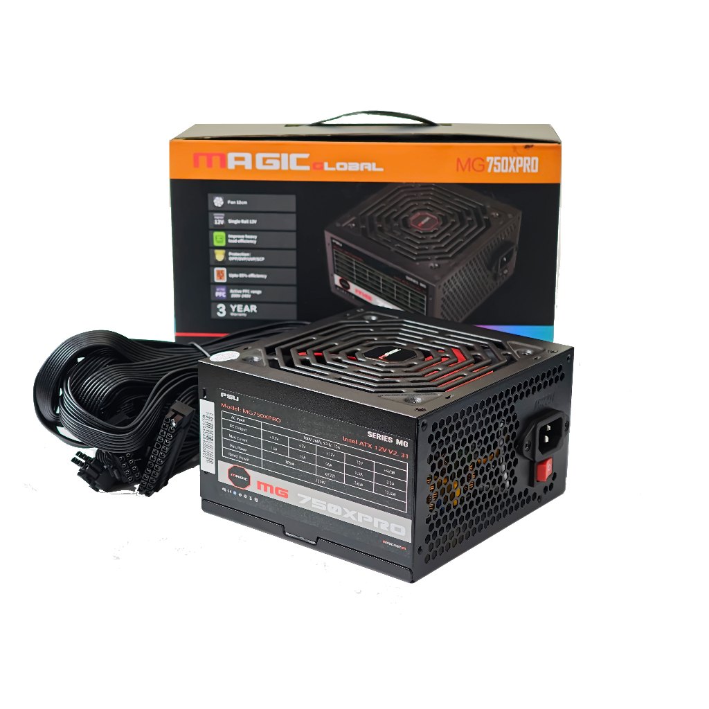 NGUỒN MAGIC MG-750X PRO CST 750W (DUAL XEON) APFC, 85+ EFICIENCY  (Capble đen dẹt)