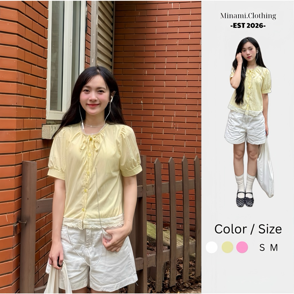 [MỞ BÁN] Áo babydoll kiểu Hàn Quốc phối ren MINAMI