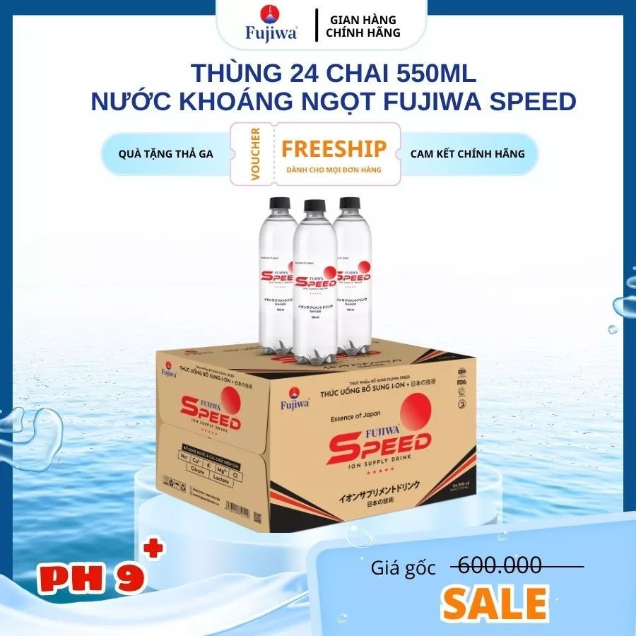 Combo 2-6 Giả Sỉ Thùng Nước Tăng Lực Ion Kiềm Fujiwa Speed (24 Chai/Thùng) -  Bổ Sung Năng Lượng