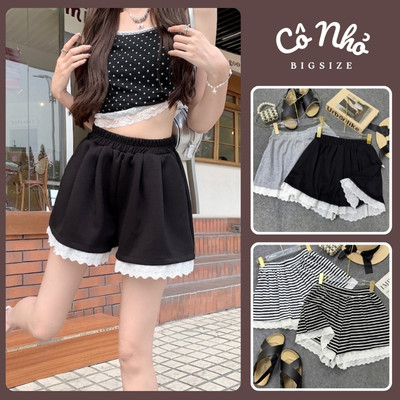 Quần Short Bigsize Nữ Lưng Thun Co Giãn Lai Ren Dễ Thương Mặc Mát Cho CHubby Q578 Q579