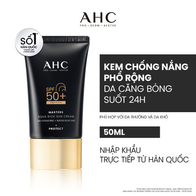 [LIVE] Bộ đôi Kem chống nắng AHC phổ rộng 400nm căng mướt da chuẩn Hàn (50 ml x2) Masters Aqua Rich Sun Cream