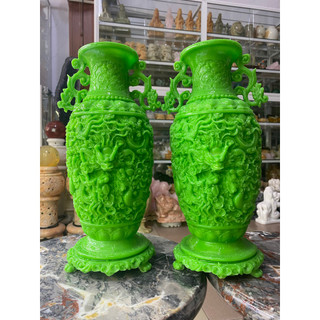 Cặp Bình Hoa Cửu Long Tinh Bột Đá Cao Cấp 35cm - Lục Bình Trang Trí Phong Thủy, Decor Phòng Khách, Thu Hút Tài Lộc