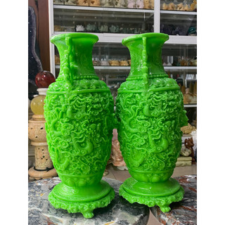 Cặp Bình Hoa Cửu Long Tinh Bột Đá Cao Cấp 35cm - Lục Bình Trang Trí Phong Thủy, Decor Phòng Khách, Thu Hút Tài Lộc