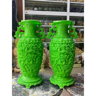 Cặp Bình Hoa Cửu Long Tinh Bột Đá Cao Cấp 35cm - Lục Bình Trang Trí Phong Thủy, Decor Phòng Khách, Thu Hút Tài Lộc