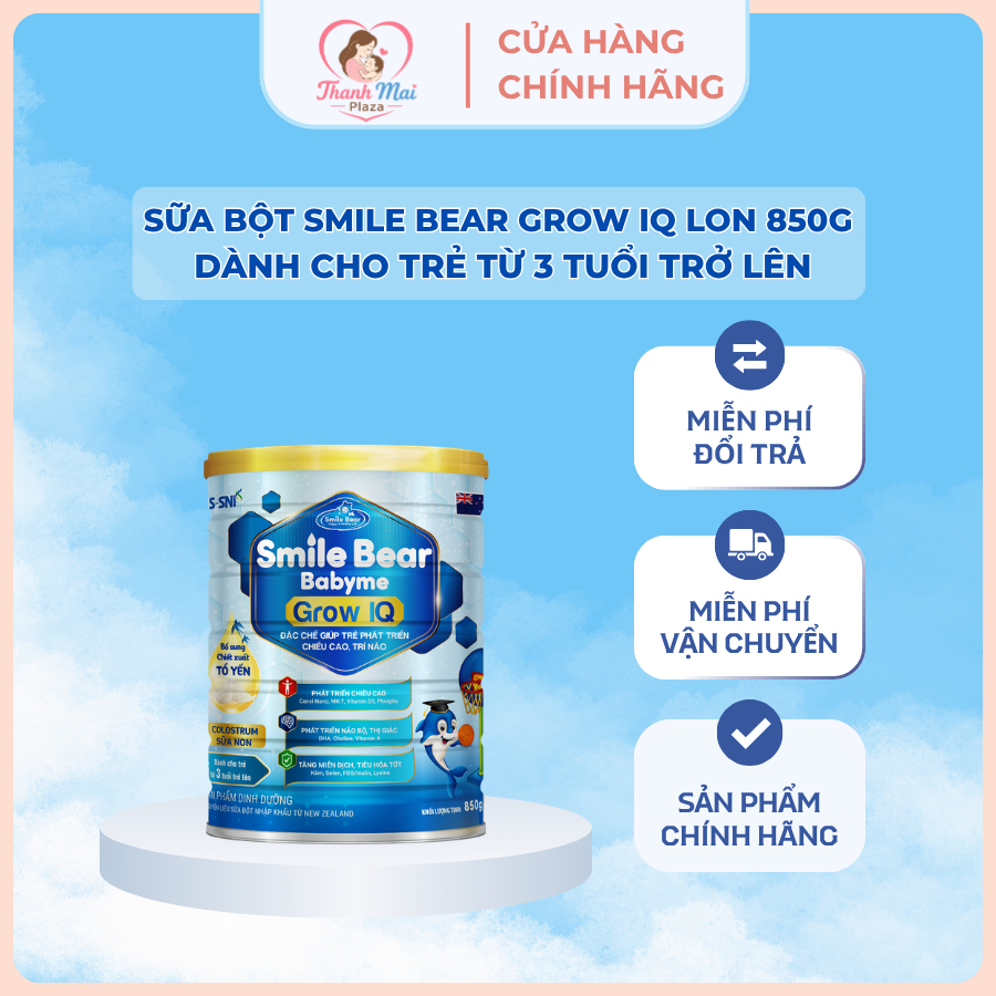 Sữa dinh dưỡng Smile Bear Grow IQ_Hộp 900g