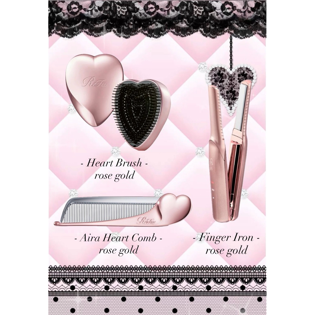 [ Refa có sẵn ] Set 3 món Refa Rose Gold - Refa Mini finger Iron & Refa Heart Brush - Aira Heart Com