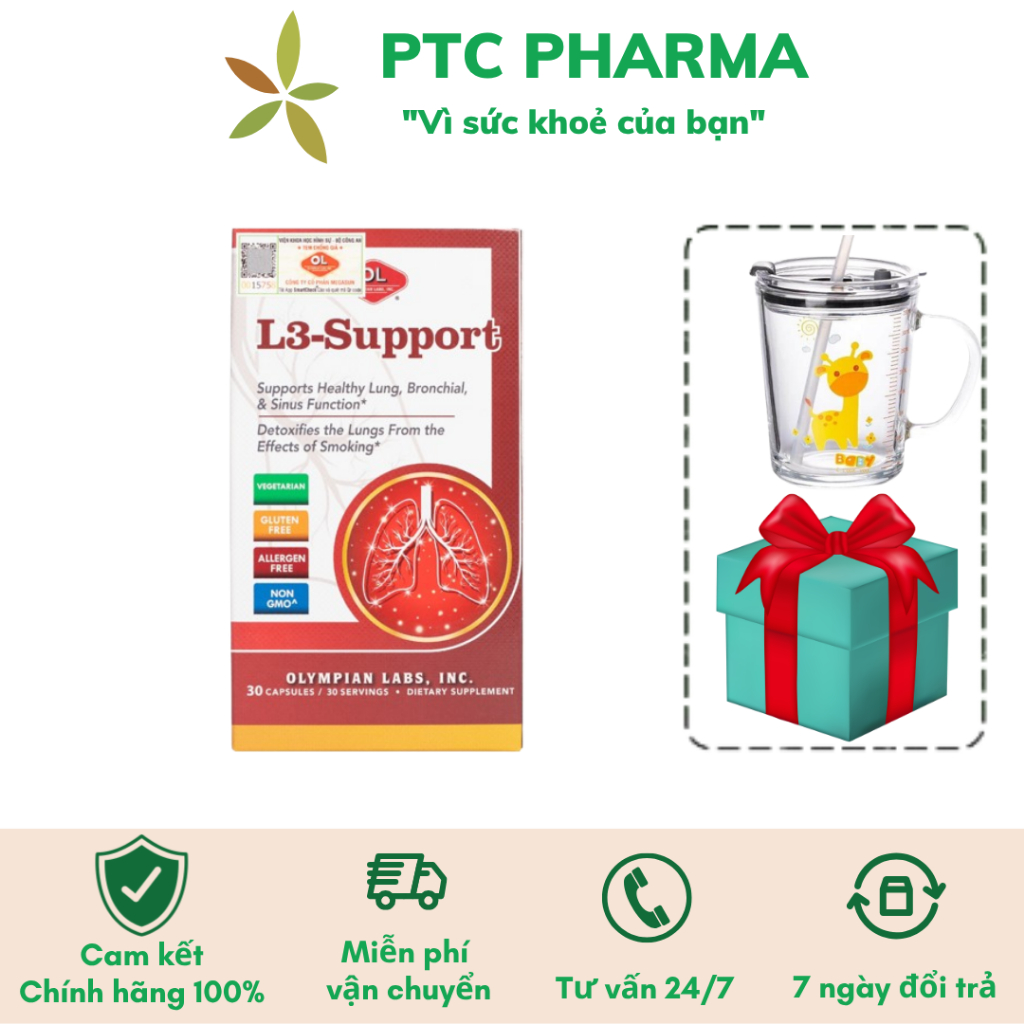 Olympian labs L3 Support - Viên Uống Hỗ Trợ Chức Năng Phổi, Phế Quản Và Xoang - Hộp 30 Viên