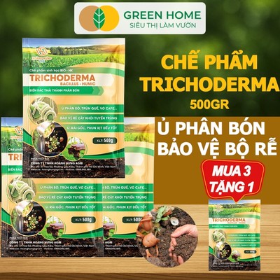 [LIVE] MUA 3 TẶNG 1 Nấm Đối Kháng Trichoderma GreenHome, Bao 500gr, Ủ Phân Hữu Cơ, Ủ Rác, Khử Mùi Hôi, Cải Tạo Đất