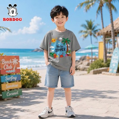 Áo cộc tay bé trai BOBDOG, áo thun cotton cao cấp co giãn 4 chiều, áo phông in hình mùa hè siêu hot cute cho bé