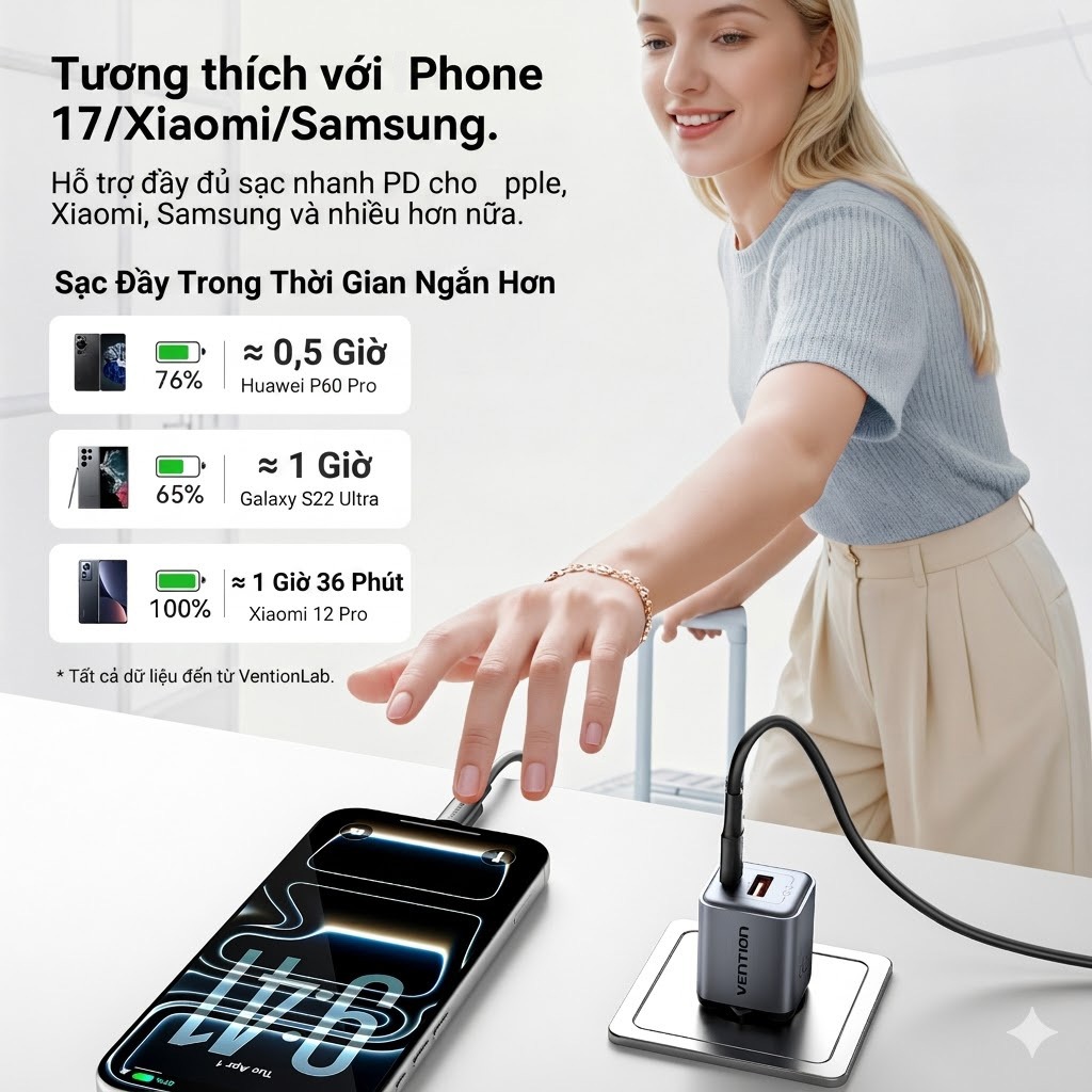 Cáp Sạc Nhanh USB-C 60W Vention PD 3A,Cáp Type C Truyền Dữ Liệu 480Mbps Cho Điện Thoại Laptop Tablet | BigBuy360 - bigbuy360.vn