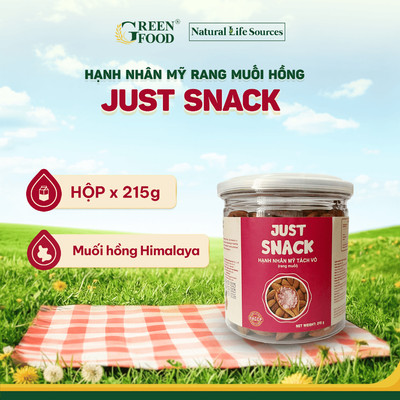 GREEN FOOD - Hạnh Nhân Mỹ Tách Vỏ Rang Muối Hồng Himalaya JUST SNACK |Hộp 215g Hạt Dinh Dưỡng Ăn Vặt