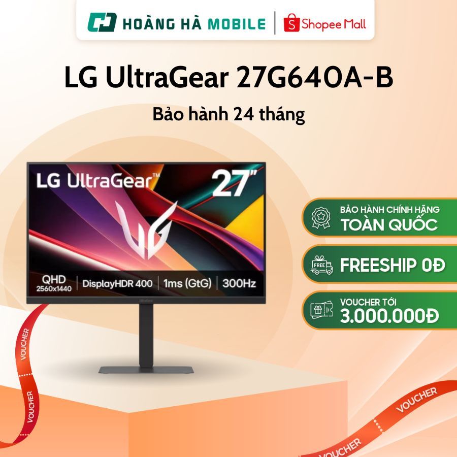 Màn hình LG UltraGear 27G640A-B (27 icnh/QHD/IPS/300Hz/1ms/loa/USB-C 15W) - Chính hãng