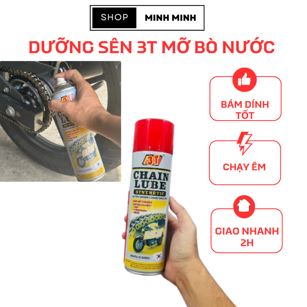 Xịt Dưỡng Sên Xe Máy 3T Chain Blue – Mỡ Bò Dạng Xịt Bôi Trơn, Chống Rỉ Sét