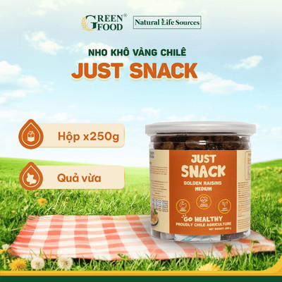 GREEN FOOD - Nho khô vàng Chile quả vừa JUST SNACK| Hộp 250g, Đồ ăn Vặt Văn Phòng Tiện lợi