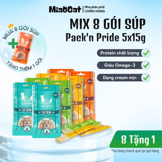 [MUA 8 TẶNG 1 GÓI] Combo 8 Gói Súp Thưởng Pack'n Pride 75g Cho Mèo Nhiều Hương Vị