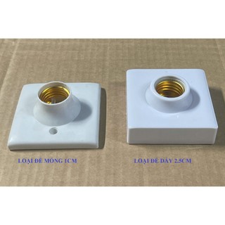 Đuôi đèn vuông ốp nổi gắn trần, tường E27 - Đế mỏng và dầy (tự chọn)